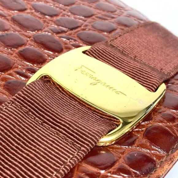 Salvatore Ferragamo AQ-215676 Vala Embossing Backpack Leather Brown